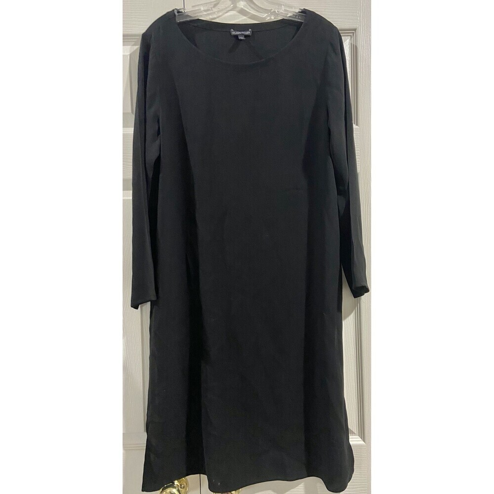Eileen Fisher Women’s Black Spilt Side Tunic, Sz S/P 100% Silk